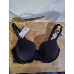 Simone Perele Caressence 12J316 3D Plunge Bra 32F Black NWT